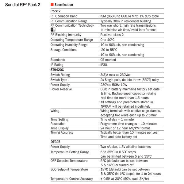 2 channel Honeywell Sundial RF pack 2 (room stat x 1)