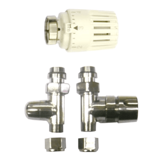 Chrome plated 1/2&quot; thermostatic radiator valve pack (straight)