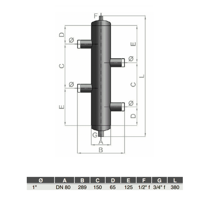 DIACOM Hydraulic separator 1&quot; Threaded Connection
